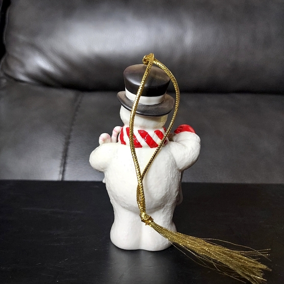 LENOX 'SNOWY TREATS'  Snowman Ornament with Red Accents - Picture 4 of 7
